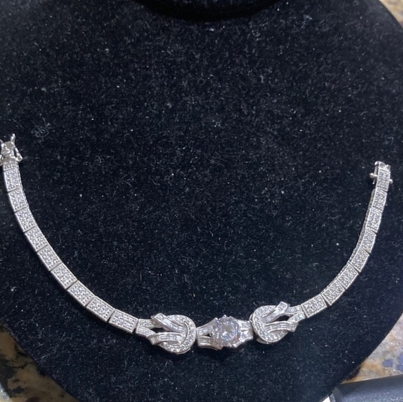 925 Sterling Silver And CZ CrystalBracelet 7.5